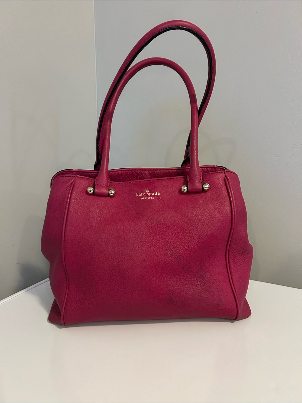 Kate Spade Magenta leather double-handle tote